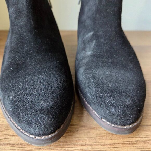 EUC LUCKY BRAND FENLEY GENUINE LEATHER UPPER STACKED HEEL BOOTIES SIZE 8.5 WMNS - Picture 6 of 16